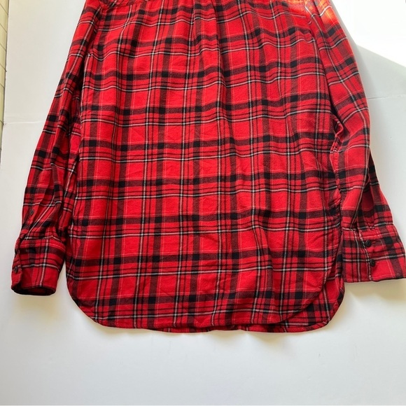 J. Crew Plaid Button Down  Top Shirt Blouse Western Boho Holiday Red Black Sz 6 - Picture 16 of 16
